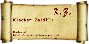 Klecker Zalán névjegykártya