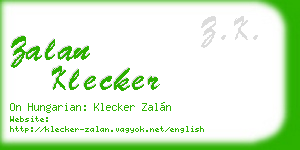 zalan klecker business card